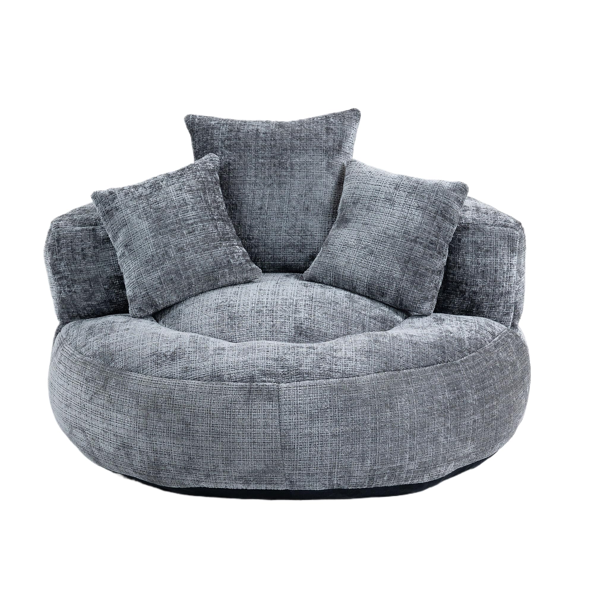Lazy Sofa Durevole Comfort Lounger Schienale Alto Poltrona Sacco Divano con TRE Cuscini, Interno ed Esterno, Poltrona Gaming Singola per Camera da Letto, Ufficio, 108 x 108 x 52 cm (Grigio)