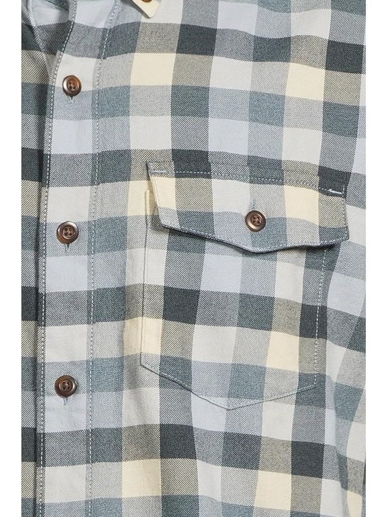 Blue L.L.Bean Brushed Jaspé Twill Shirt Plaid Traditional Untucked Fit