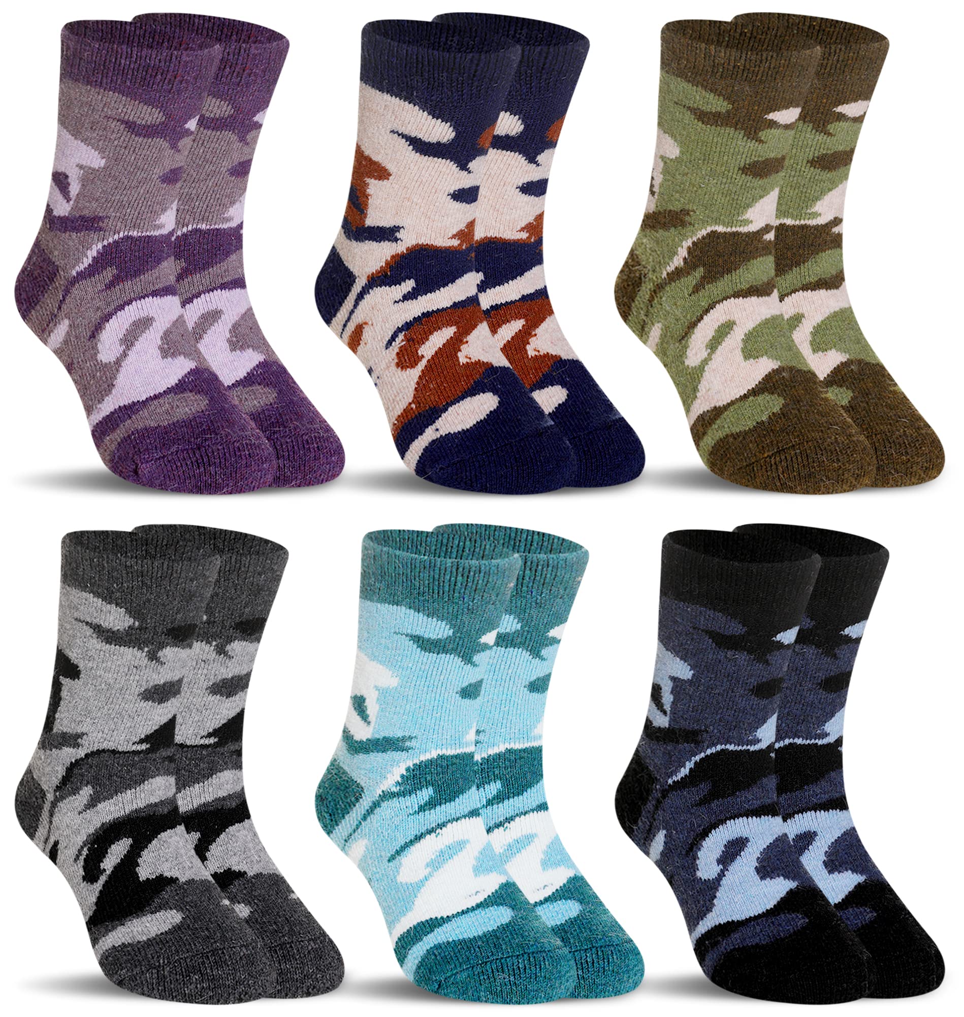 SeeyAN Kids Merino Wool Socks Boys Girls Hiking Boot Winter Thermal Warm Cozy Soft Toddler Thick Crew Socks 6 Pairs