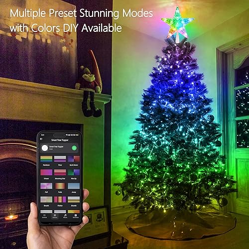 Miniatura 2 de Brizled Decoración inteligente para árbol de Navidad WiFi RGB LED de 7.5 pulgadas, control por aplicación y por voz, compatible con Alexa y Google