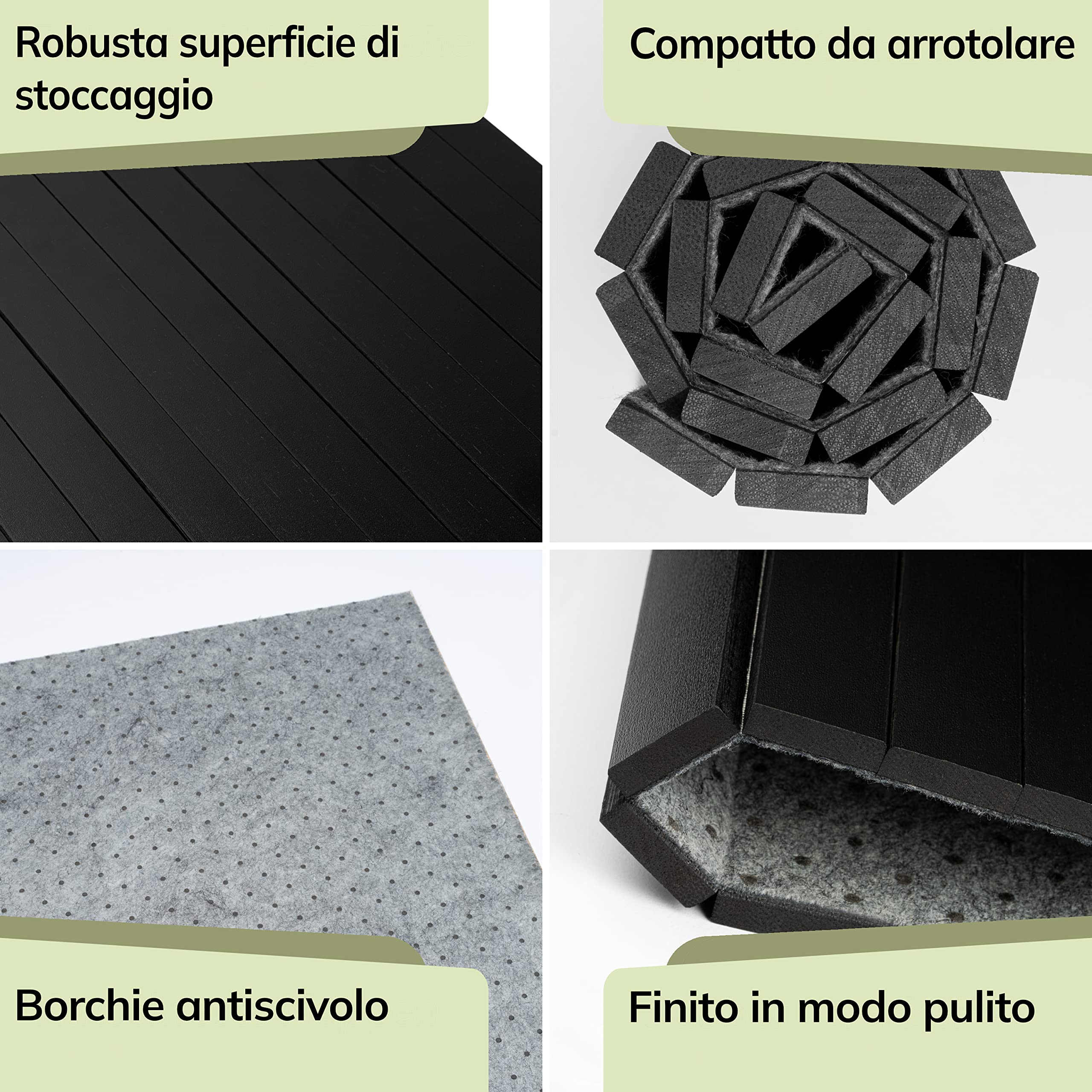 BAM BOO BOX Vassoio da Divano Bambù – Vassoio Bracciolo Divano 42x34x0,7cm – Portabicchieri Tavolino Aperitivo – Bambù Legno Naturale | Per Bicchieri, Tazze & Piatti (Nero)