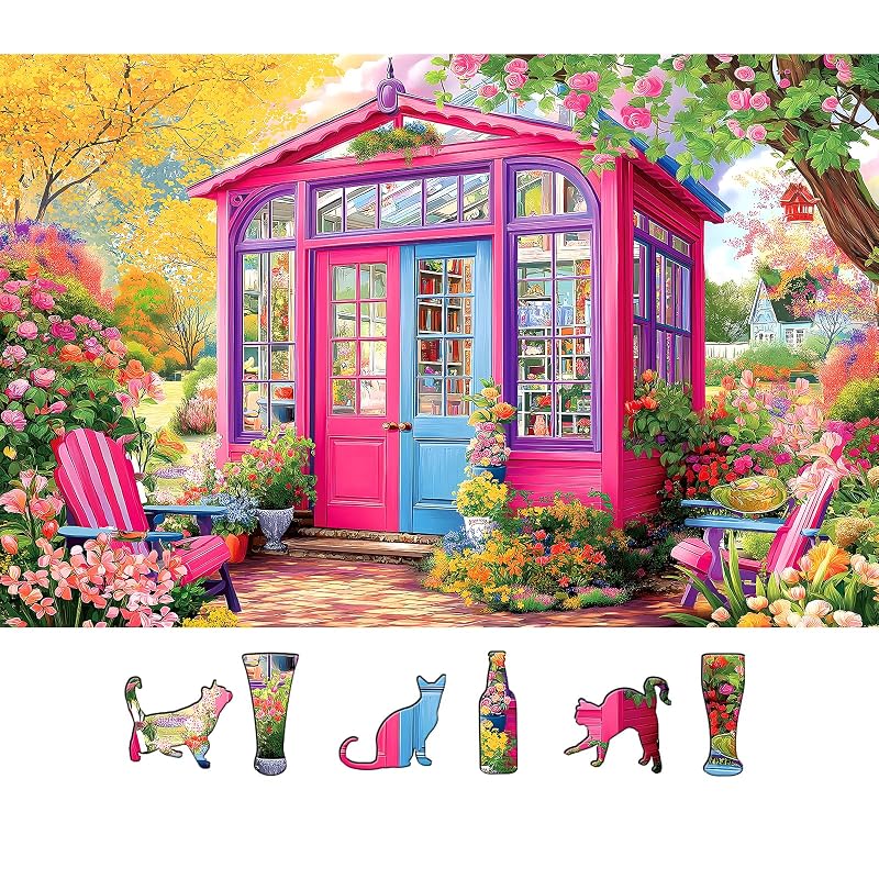 MINIWAN 500 Piece Pink Garden Greenhouse Jigsaw Puzzle for Adults, 23"x15"