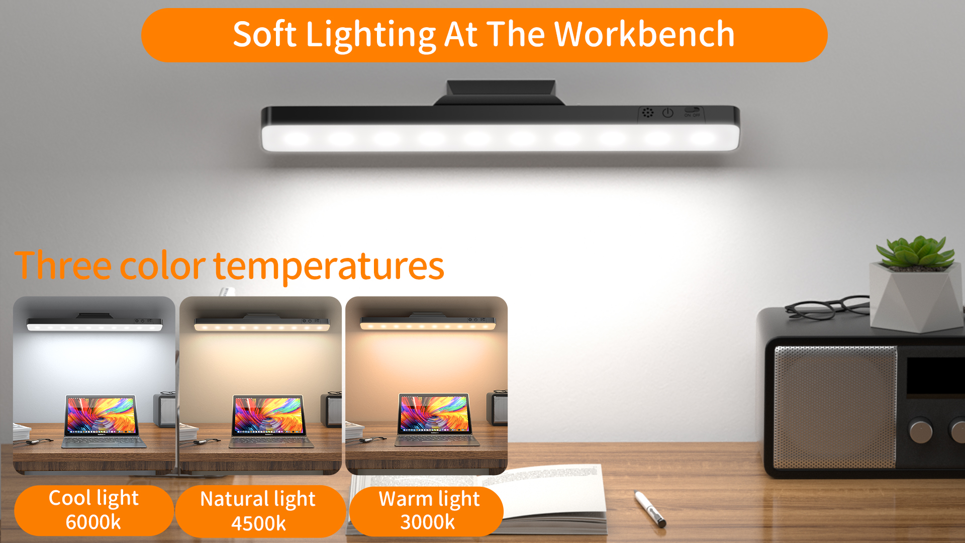 Daphomeu LED Unterbauleuchte Küche - 3000mAh Akku - Dimmbar - 3 Farbtemperaturen