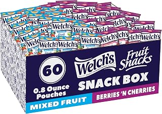 Welch's Fruit Snacks Mixed Fruit & Berries 'N Cherries Variety Pack, 60ct Bulk, Gluten-Free, Vitamin-Rich, School Lunch Snacks