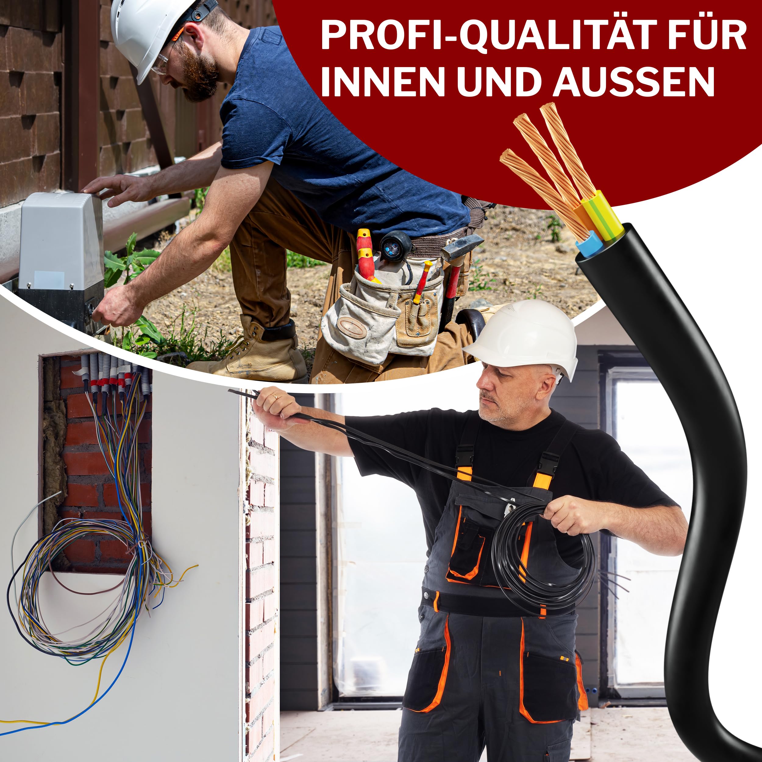 MAS Premium Kunststof slang van 5 tot 100 m H05VV-F 2, 3 of 5 x 0,75; x1; x1 ,5 of x2,5 en 4G0,75 flexibele kabelkabel, apparaatkabel (H05VV-F 4G0,75 WS, 30 m