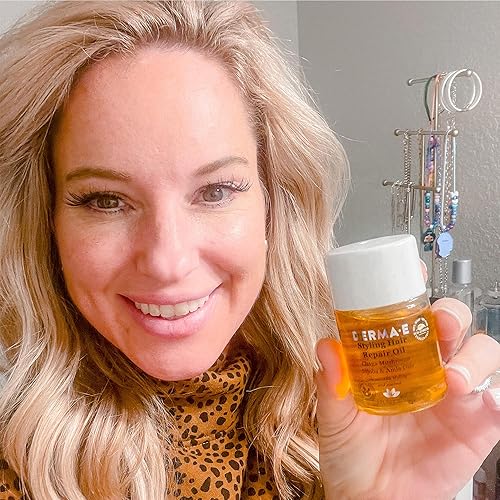 Miniatura 7 de DERMA-E Aceite de reparación del cabello, tratamiento nutritivo para aliviar el cabello y el cuero cabelludo, fórmula antiencrespamiento y