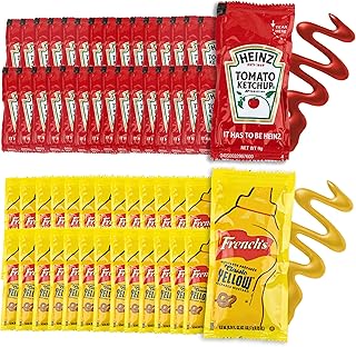 Grab-n-Go Condiment Packs - 100 Single Serve Pouches of Each: Ketchup and Mustard- Great for Picnics, Boxed Lunch, BBQ, Tr...