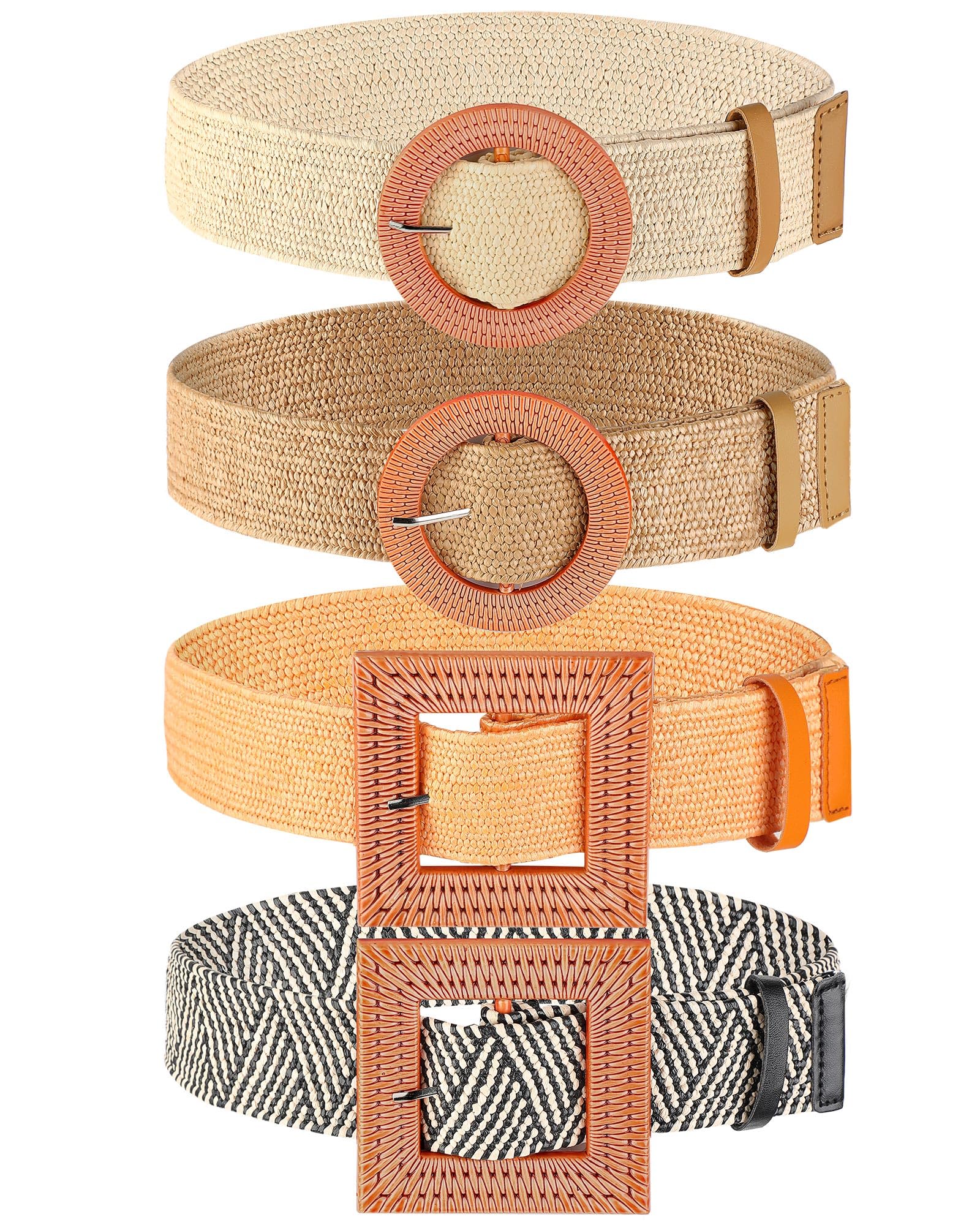 WILLBOND 4 Pcs Women Stretch Wide Straw Belt