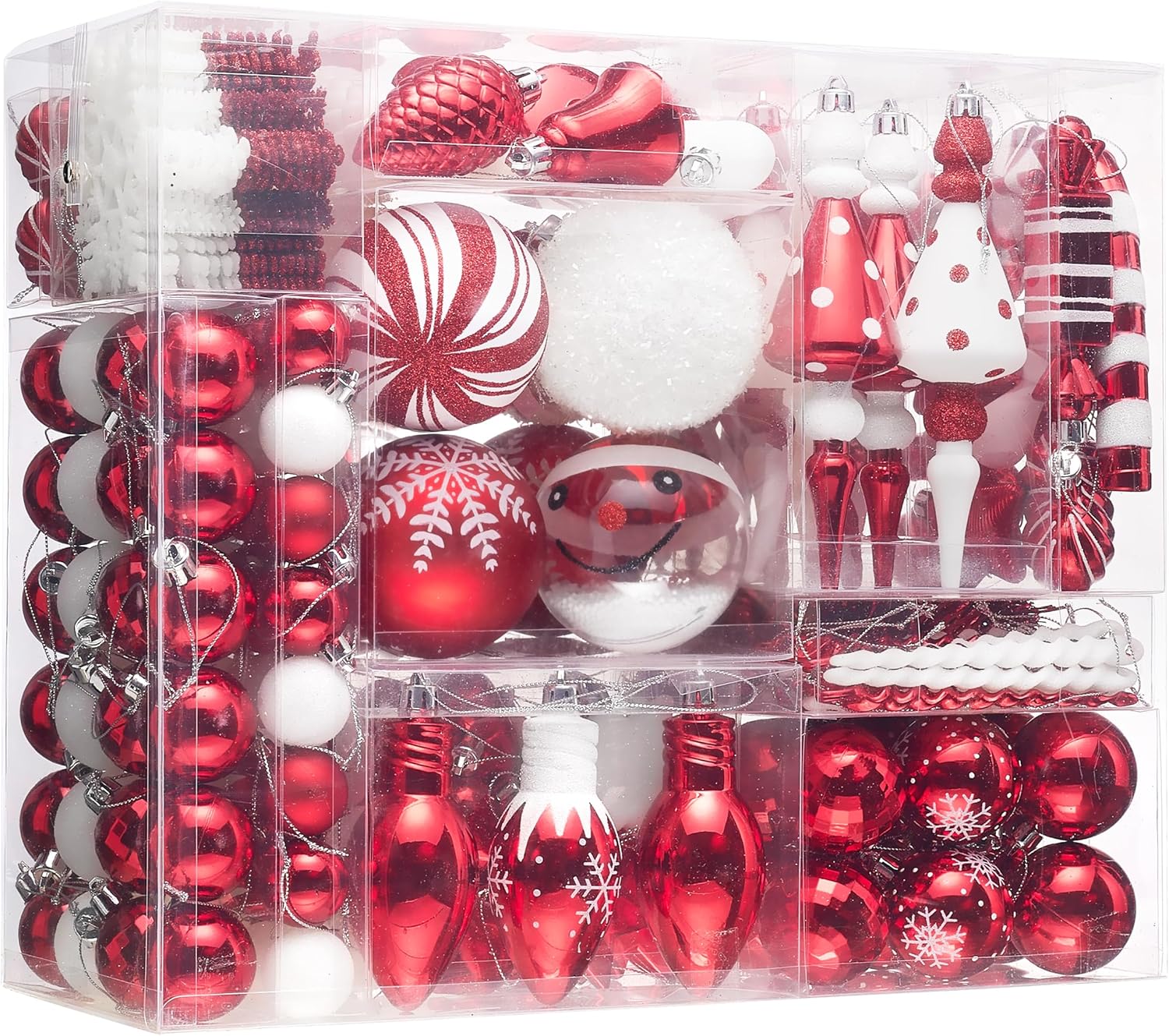 Valery Madelyn Christmas Ornaments Set, 200ct Red and White Valery Madelyn Christmas Ornaments Set, 200ct Red and White