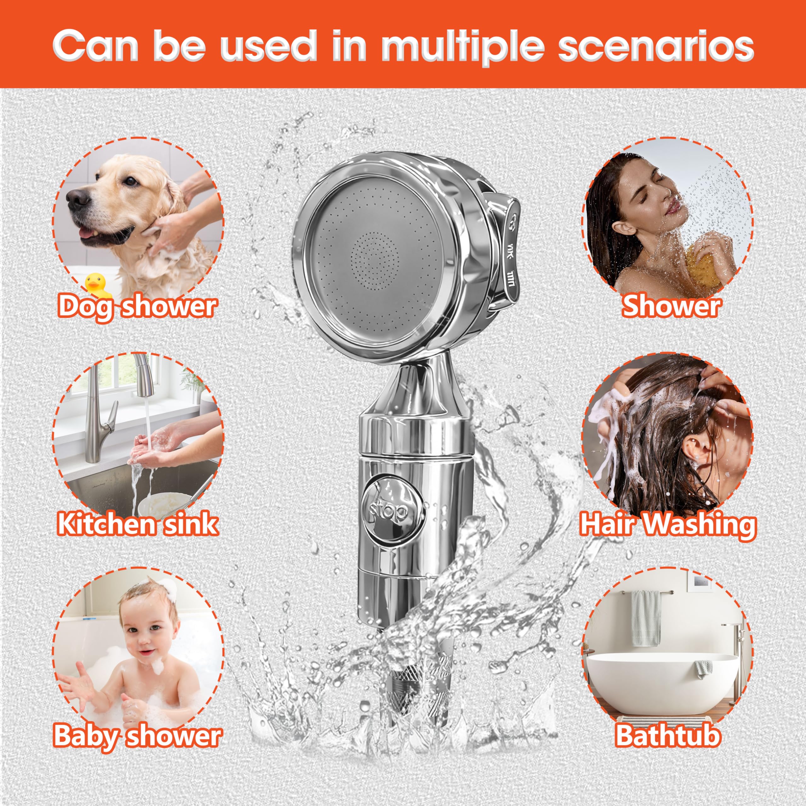 Cucina Doccetta Per Doccia，Con Tubo Retrattile 3M，Doccetta Per Lavandino,Facile Da Lnstallare, Set Doccetta Per Lavandino,Adatto Per Cucine, Bagni E Bagni Semicupi