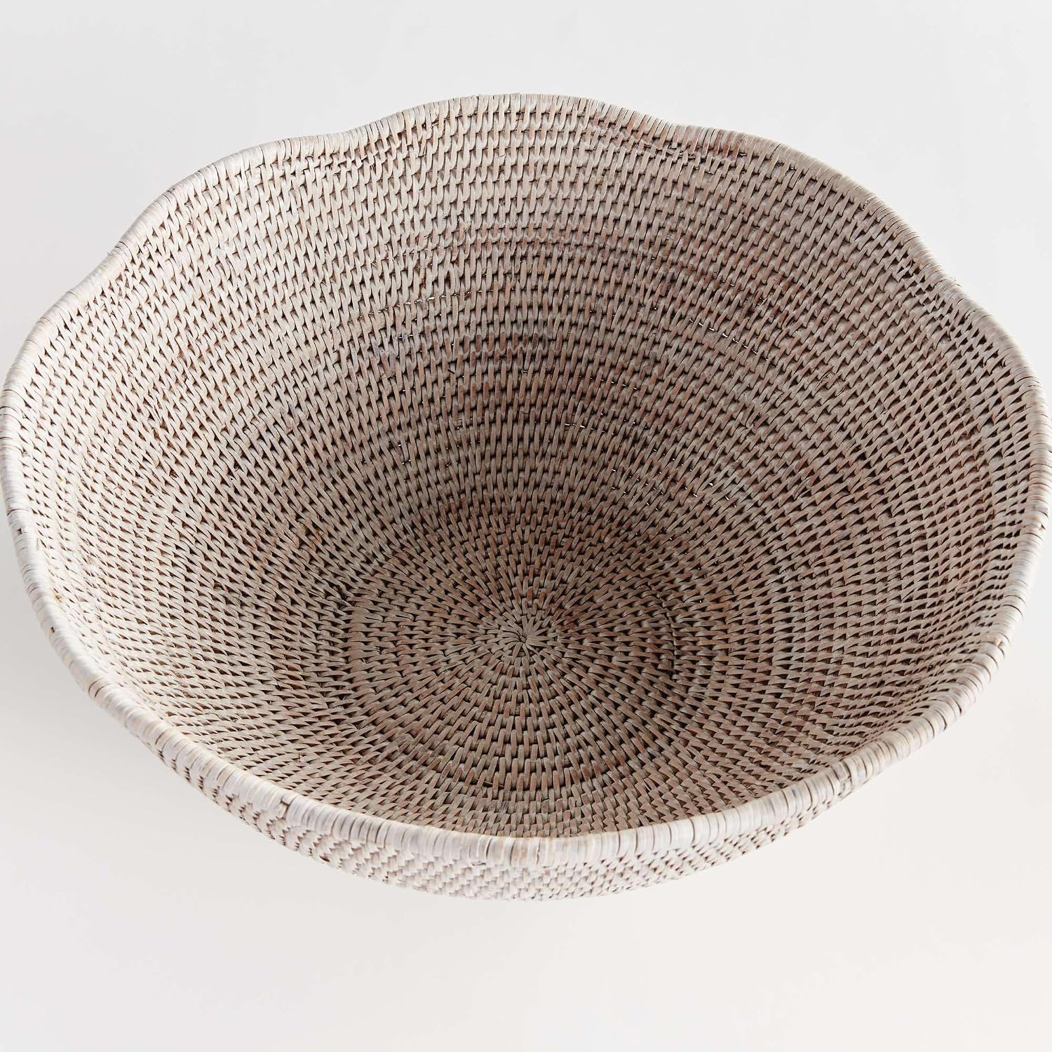 Napa Home & Garden Burma Rattan Scalloped Edge Bowl Large Large White