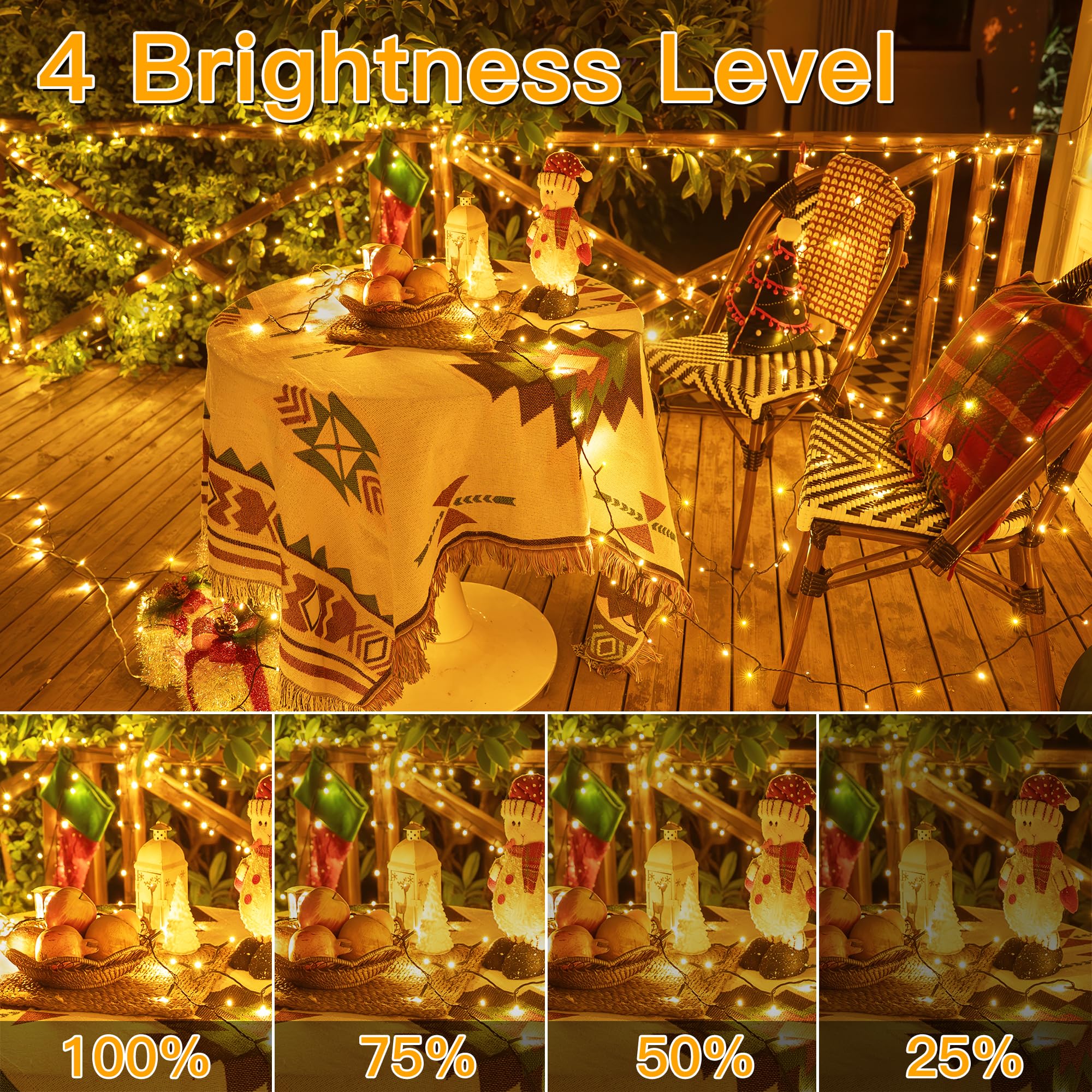 Ollny Guirlande lumineuse d'extérieur - 100 m - 1000 LED - Avec télécommande et minuterie - 8 modes - Étanche - Éclairage de Noël extérieur pour jardin, balcon, mariage (blanc chaud)