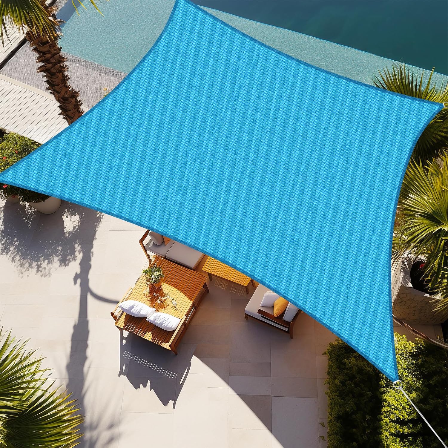 Shade&Beyond Rectangular Breathable UV Block Sun Shade Sail Outdoor Covering Cloth for Deck, Backyard, Pool, 8'x13', Mixed Turquoise (Customized Available)