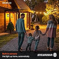 Vista 6 de Sylvania 62407 - Farol solar cuadrado para montaje en pared con sensor PIR, LED y batería incluida, 100 lm, 2700 K, blanco suave, acabado plateado