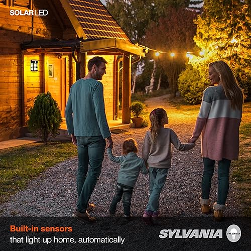 Miniatura 6 de Sylvania 62407 - Farol solar cuadrado para montaje en pared con sensor PIR, LED y batería incluida, 100 lm, 2700 K, blanco suave, acabado plateado