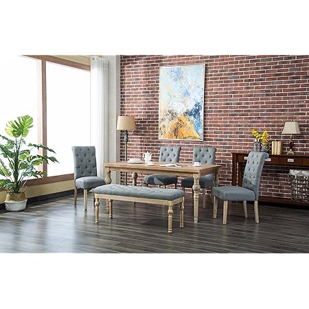 Amazon Com Best Master Furniture Rectangular 6 Pcs Dining Set Table Chair Sets