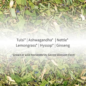 Tiger Herbal Tea | Sacred Blossom Farm | 1.9 oz. Loose Leaf | Energy and Focus* | Minimally Processed Wisconsin-Grown Herbal Tea & Medicinal Herbs | Caffeine Free Coffee Replacement | Handmade in USA
