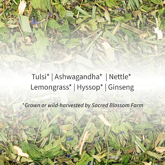 Tiger Herbal Tea | Sacred Blossom Farm | 1.9 oz. Loose Leaf | Energy and Focus* | Minimally Processed Wisconsin-Grown Herbal Tea & Medicinal Herbs | Caffeine Free Coffee Replacement | Handmade in USA