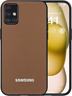 جراب حماية مضاد للصدمات مزدوج الطبقات بتصميم متين غير قابل للانزلاق متوافق مع موبايل سامسونج جالاكسي A51 من دلع موبايلك، لون بني