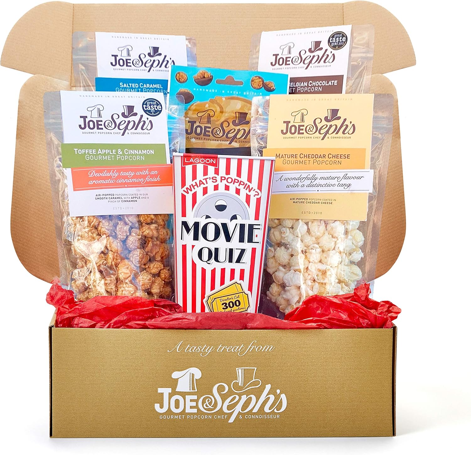 Joe & Sephs Night In Popcorn Gift Box With Chocolate Popcorn Bites
