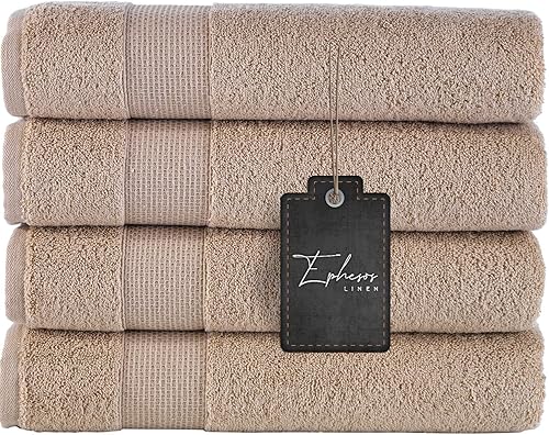 Ephesos Ephes Collection - Juego de toallas de baño de 27 x 54 pulgadas, calidad premium para uso diario en el baño, toalla 100% algodón (beige,