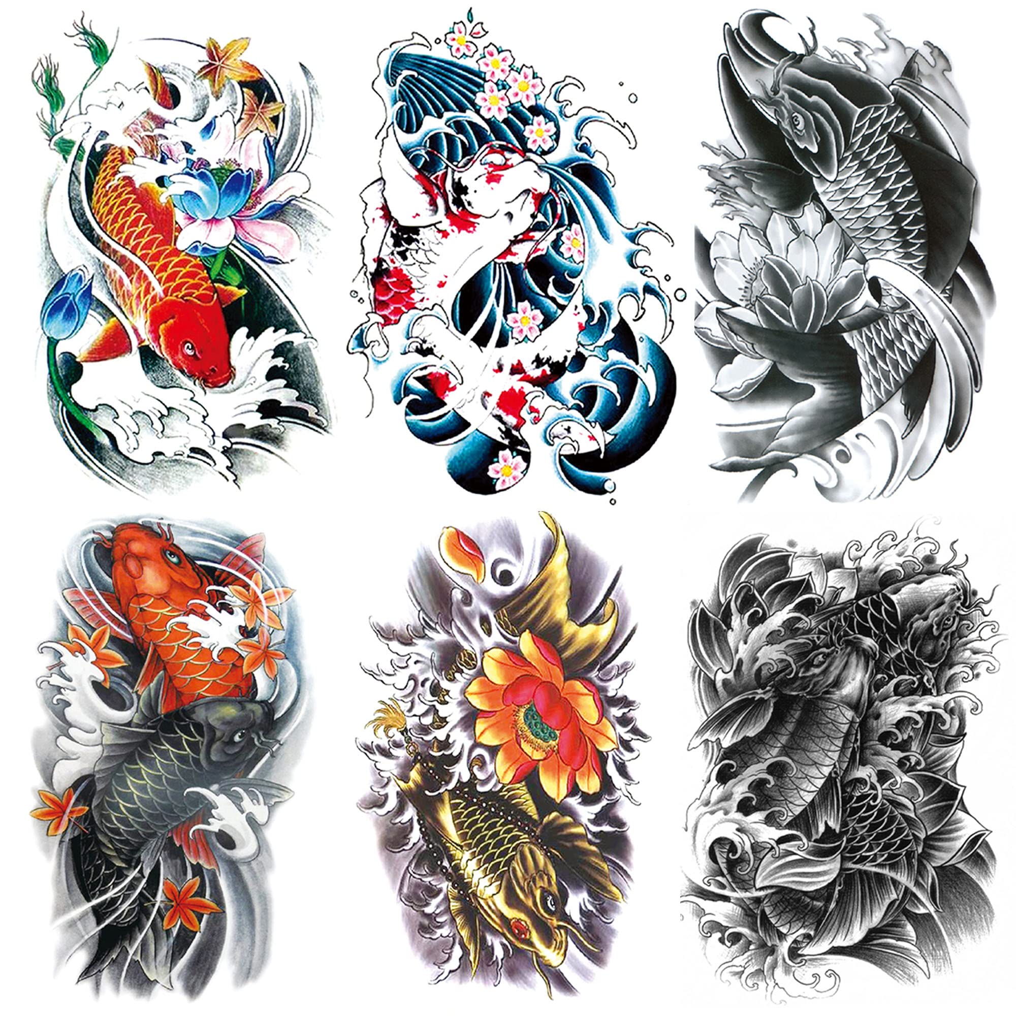 Amazon.co.jp: YOUSHY タトゥーシール 鯉 大判 和彫り 入れ墨シール