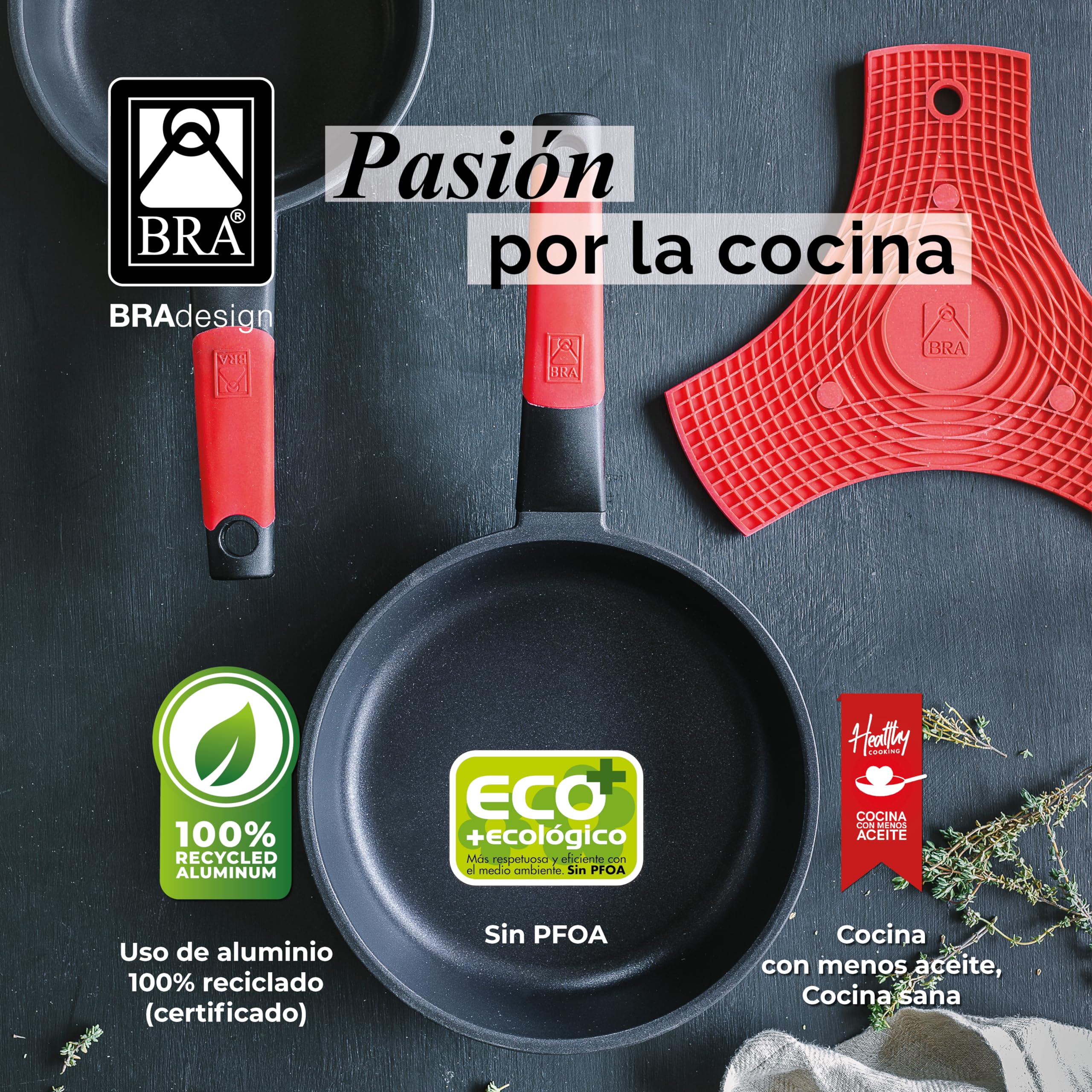 BRA Premiere- Set de 3 sartenes, aluminio fundido antiadherente & Premiere | Sartén 32 cm, Aluminio Fundido, Tricapa con Revestimiento Antiadherente reforzado