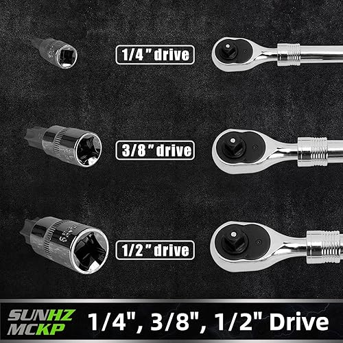 Miniatura 5 de SUNHZMCKP Juego de 60 piezas Master Torx Socket y Torx externo, juego de llaves de vaso de acero de aleación S2 incluye T6-T70, E4-E24, TP8-TP60,