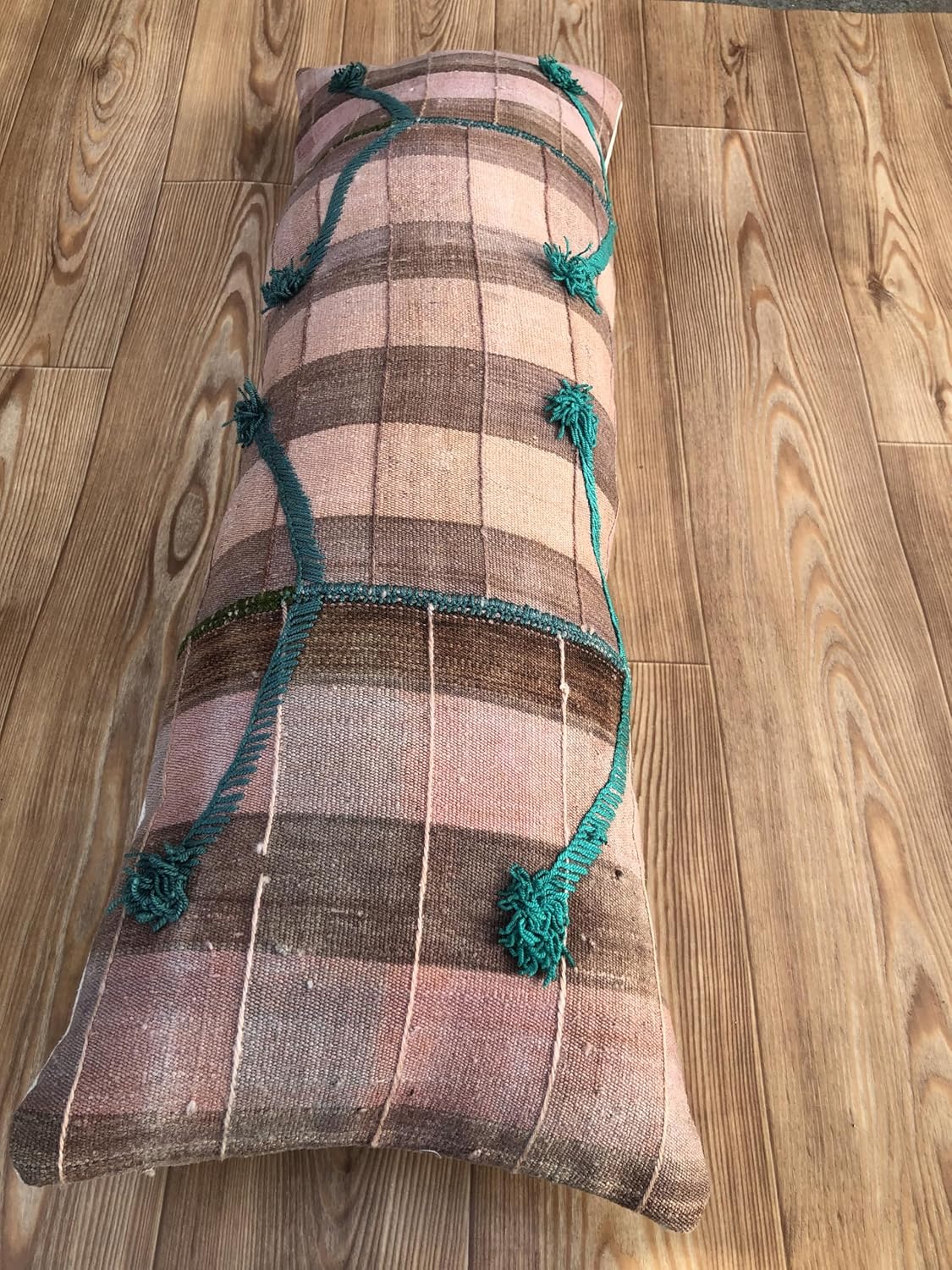 Lumbar Turkish Kilim Pillow, Turkish Kilim Pillow Lumbar Size, Lumbar Vintage Kilim Pillows, Wool Turkish Kilim Lumbar Pillow, Lumbar Pillow Size: 14x40 inches SKU: 21032511