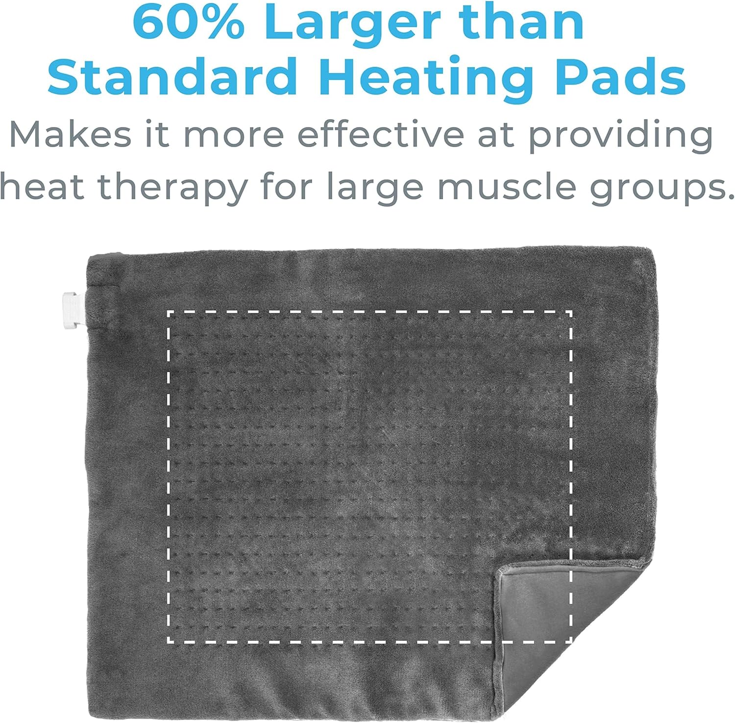 Pure Enrichment PureRelief Ultra-Wide Microplush Heating Pad - 20” x 24” XXL Size & 6 Heat Settings for Temporary Neck, Shoulder & Back Pain Relief - Moist Heat Option & Machine Washable (Gray) - Image 4