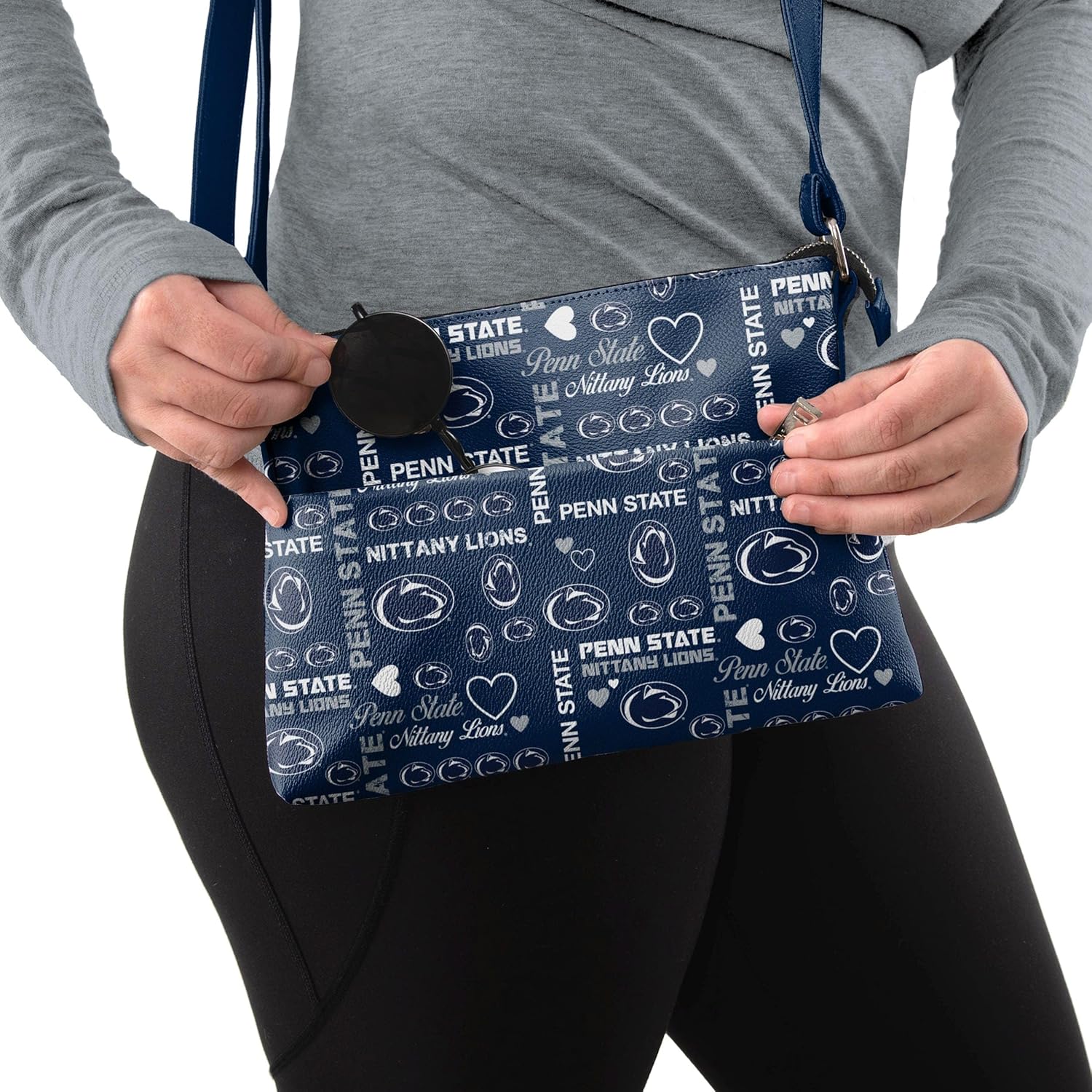 FOCO NCAA College Team Logo Love Bag Collection, Crossbody Purse