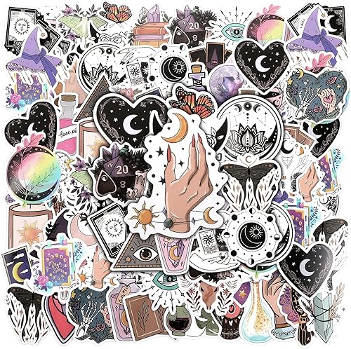Geyoga 100 calcomanías de bruja, calcomanías de boticario de bruja, calcomanías celestiales, calcomanías estéticas de cristal de bruja, calcomanías disponible en Yaxa Peru