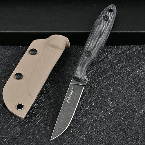 Miniatura 9 de SDOKEDC Knives DC53 Steel Tactical Fixed Blade Knife with kydex sheath for Men EDC Outdoor Camping Survival Hunting (Black stone wash)