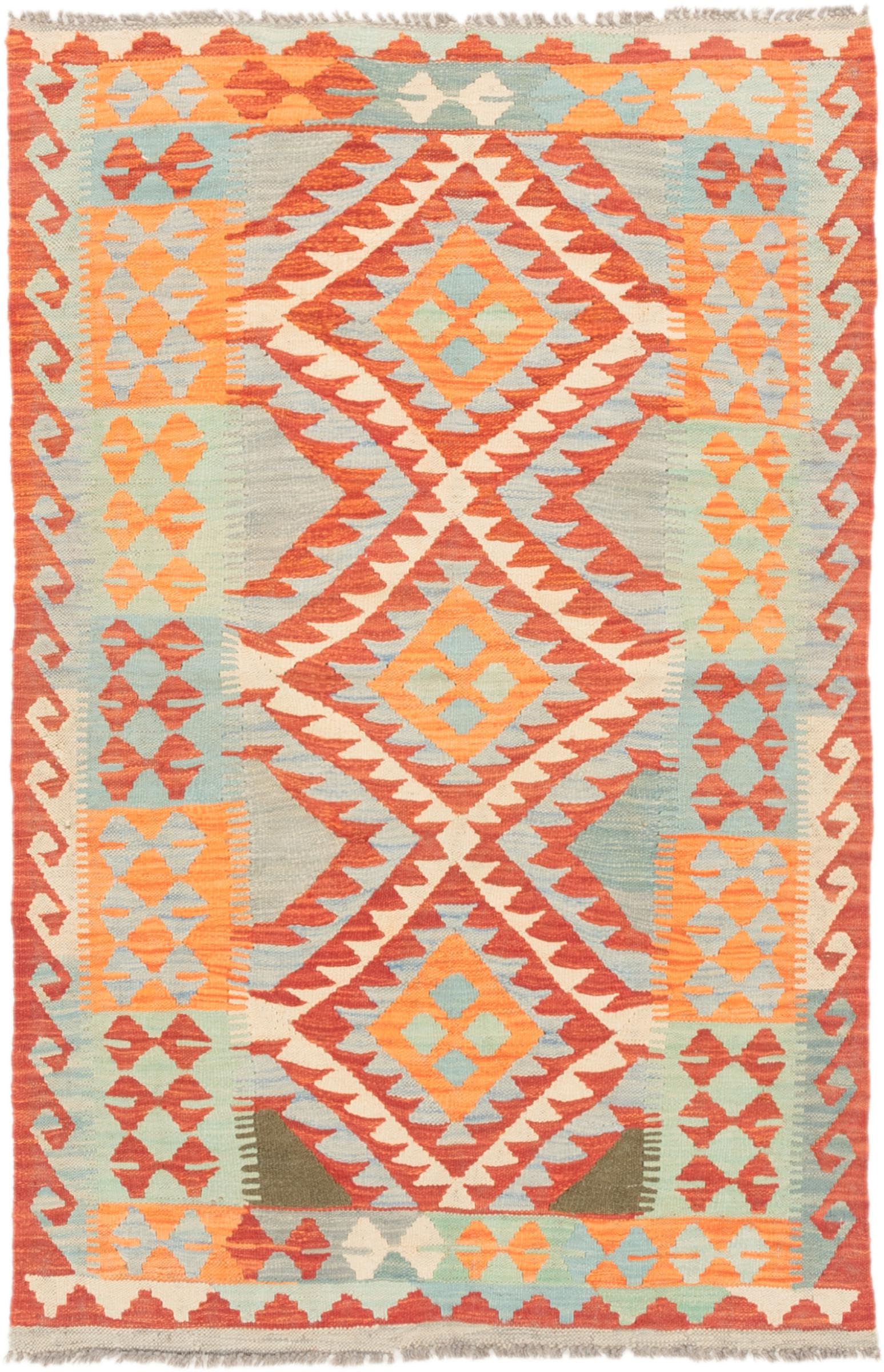 Kilim Afghan 94x150 en laine tissé à la main, tapis d'orient authentique d'exception