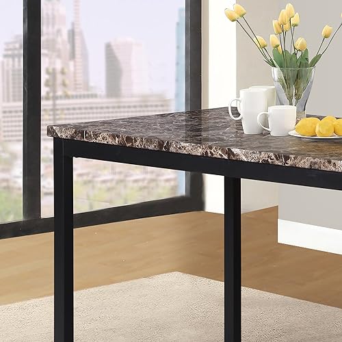 Miniatura 2 de Mesa de comedor de metal con tapa de mármol sintético laminado, color negro