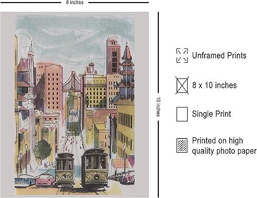 Miniatura 2 de Poster Master Póster de viaje vintage, impresión de San Francisco, arte de California, arte de teleférico, regalo ideal para él, ella, amante de los