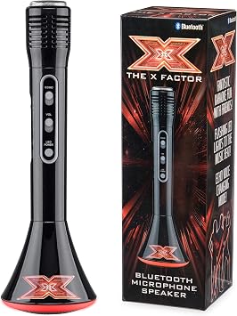 The X Factor TY6012 Karaoke Microphone Speaker with Wireless Bluetooth, LED Lights and Echo Function for Kids and Adults, XF1, Black