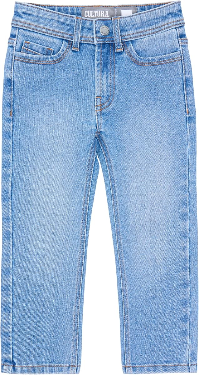 CULTURA Baby Boys Toddler Jeans, Elastic Waist Slim Wash Basic Stretch Denim Pants Jeans for Boys