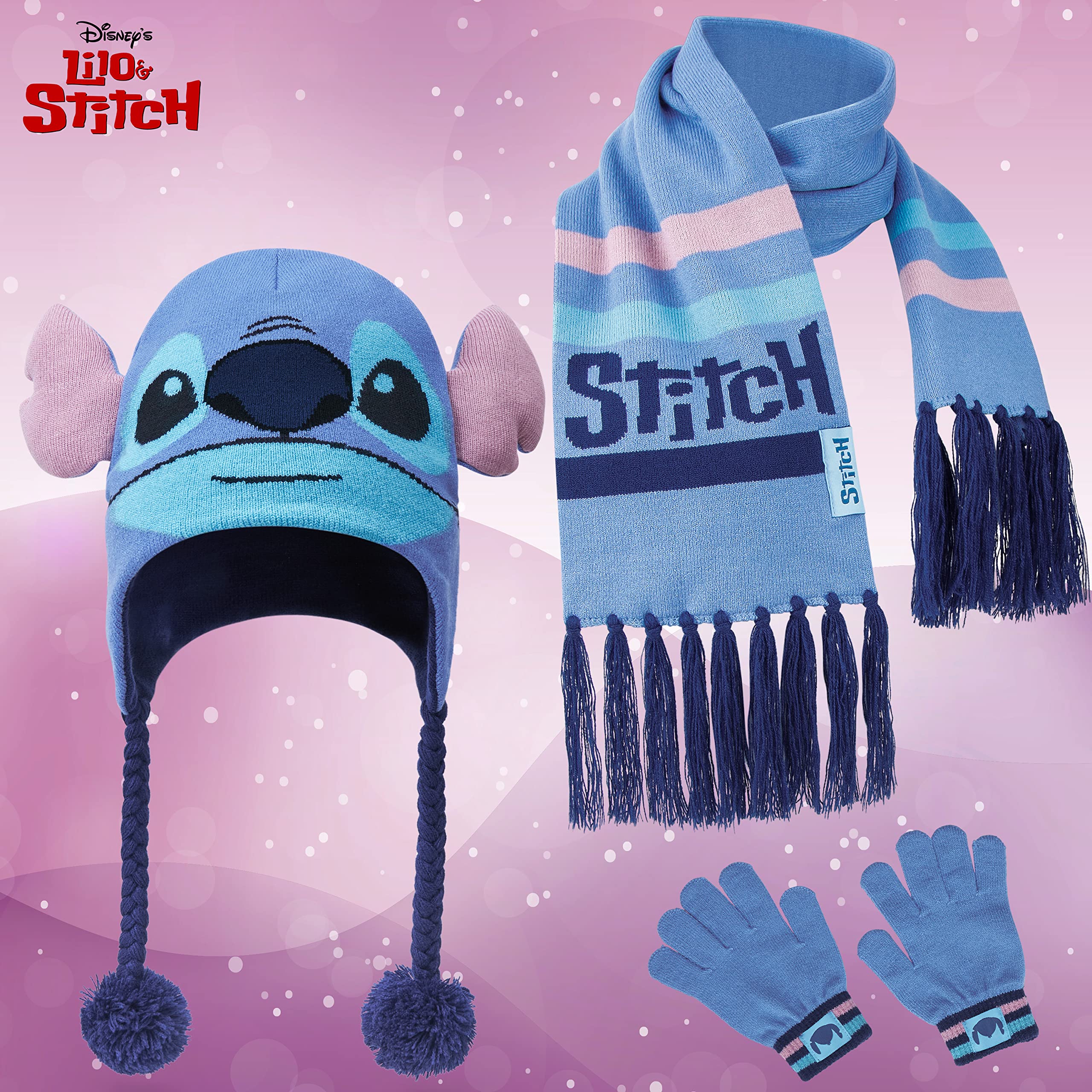 Disney Stitch Accessori Invernali Set Bambina Adolescenti, Accogliente Accessori Viaggio e Scuola - Regalo Ragazza