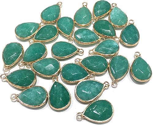 LE SKY Colgantes de piedra natural, forma de gota de agua facetada de jade malayo chakra curativo semi piedra preciosa colgante para collar,
