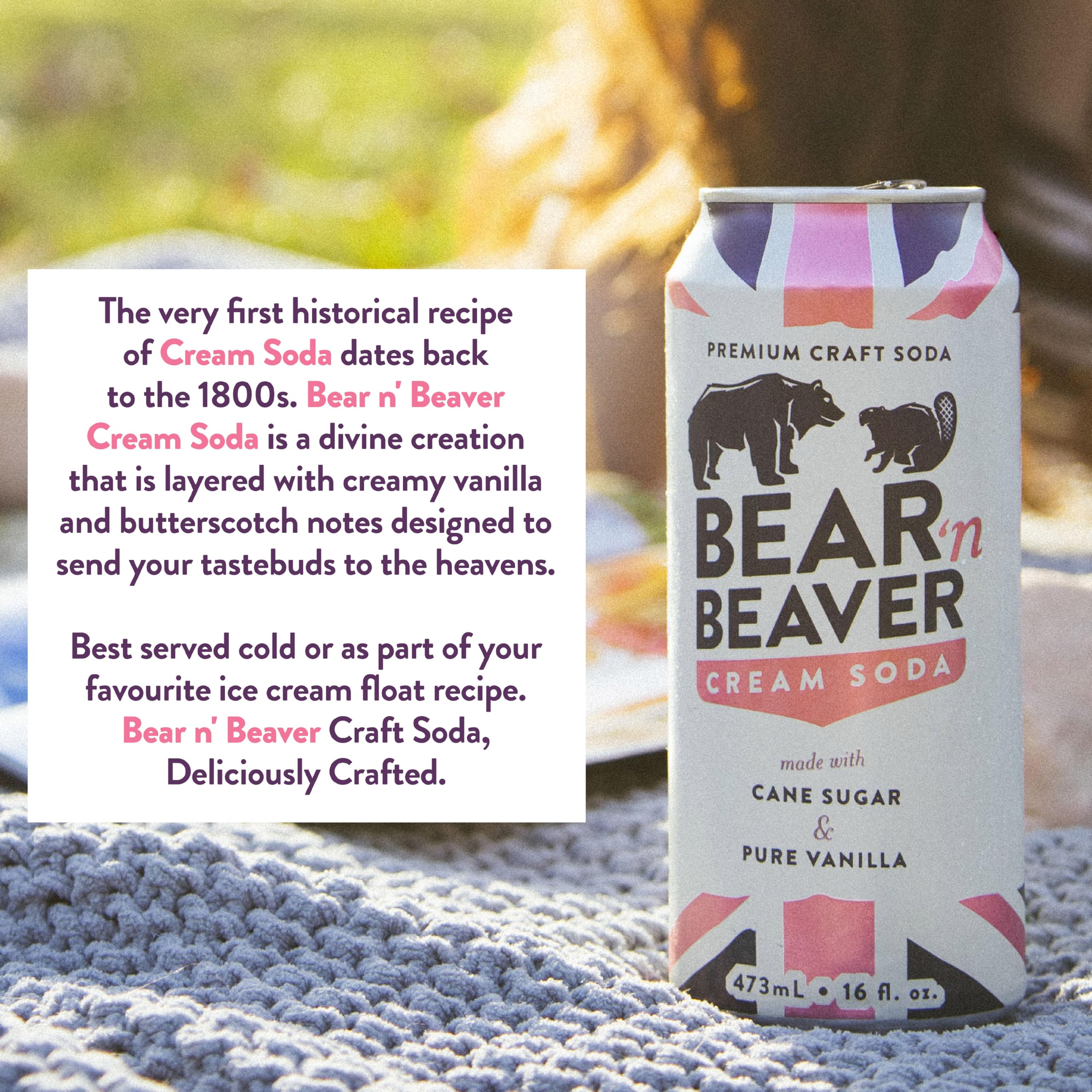 Bear 'n Beaver Premium Craft Cream Soda Soft Drinks Made with 100