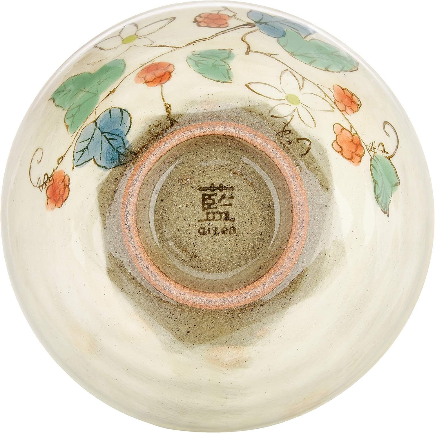 Hasami Ware 62367 Rice Bowl, Small, Grass Flower (Wooden Strawberry) Pattern, Red