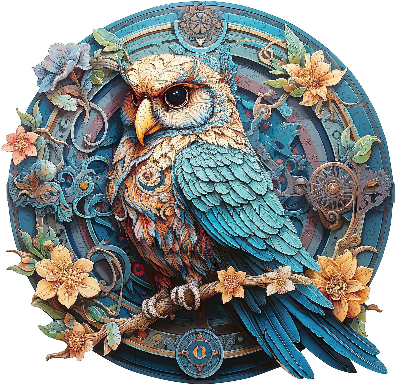 BlumuzeWooden Puzzles 263 pcs,Wise Owl Wooden Jigsaw Puzzles for Adults, Unique Shaped Animal Wood Puzzle for Adults Kids with Wood Gift Box (M-29.6 * 28.8 cm)