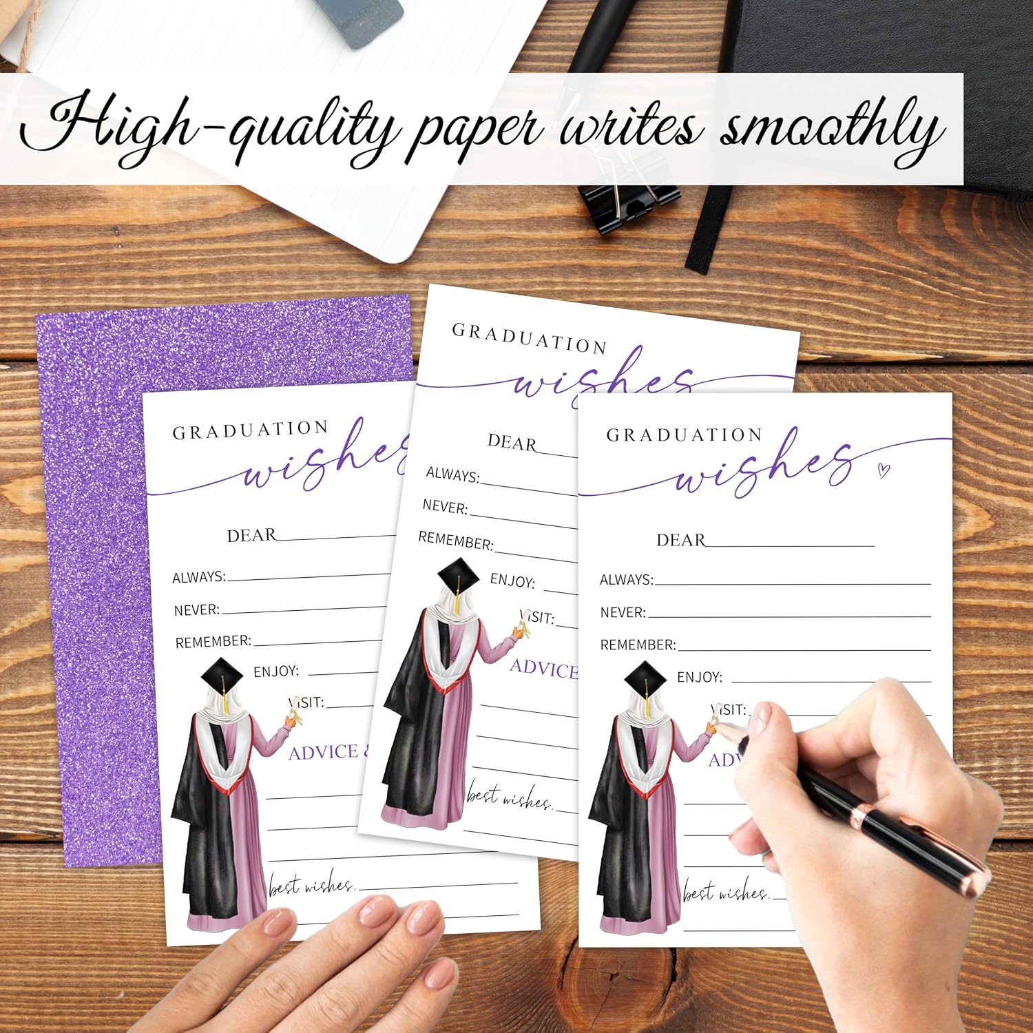 Graduation Advice & Wishes Cards - 30-Pack Sparkling Purple Graduate Party Supplies 2026 Advice For Graduate - Class Of 2026 Grad Party Decorations & Favors -A02 image 4