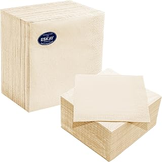 Cream Dinner Napkins, 3-Ply Disposable Paper Napkins-Bar, Dinners, Weddings, Birthday, EU Made, (125 Count)