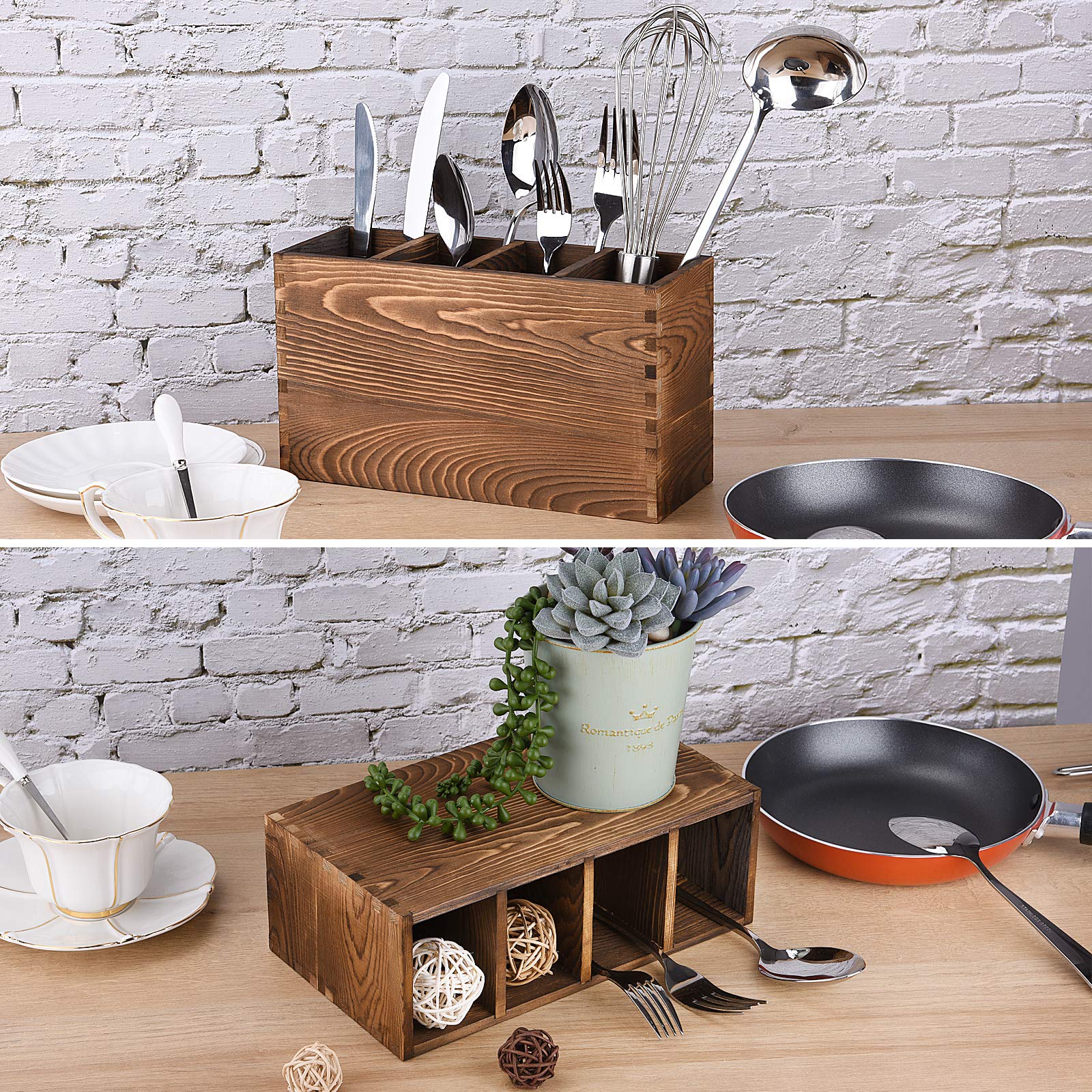 SOMIER Plateau Organisateur De Tiroir De Cuisine Pour Fourchettes, Cuillères, Couteaux De Table, Bloc De Rangement Pour Couvert, Gris