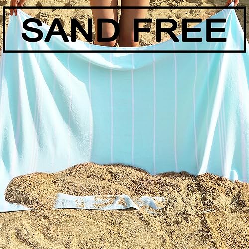 Miniatura 4 de Toalla de playa de gran tamaño, 39 x 72 pulgadas, toalla turca de playa de nube de arena, toallas de piscina para adultos, toalla turca con bolsa de