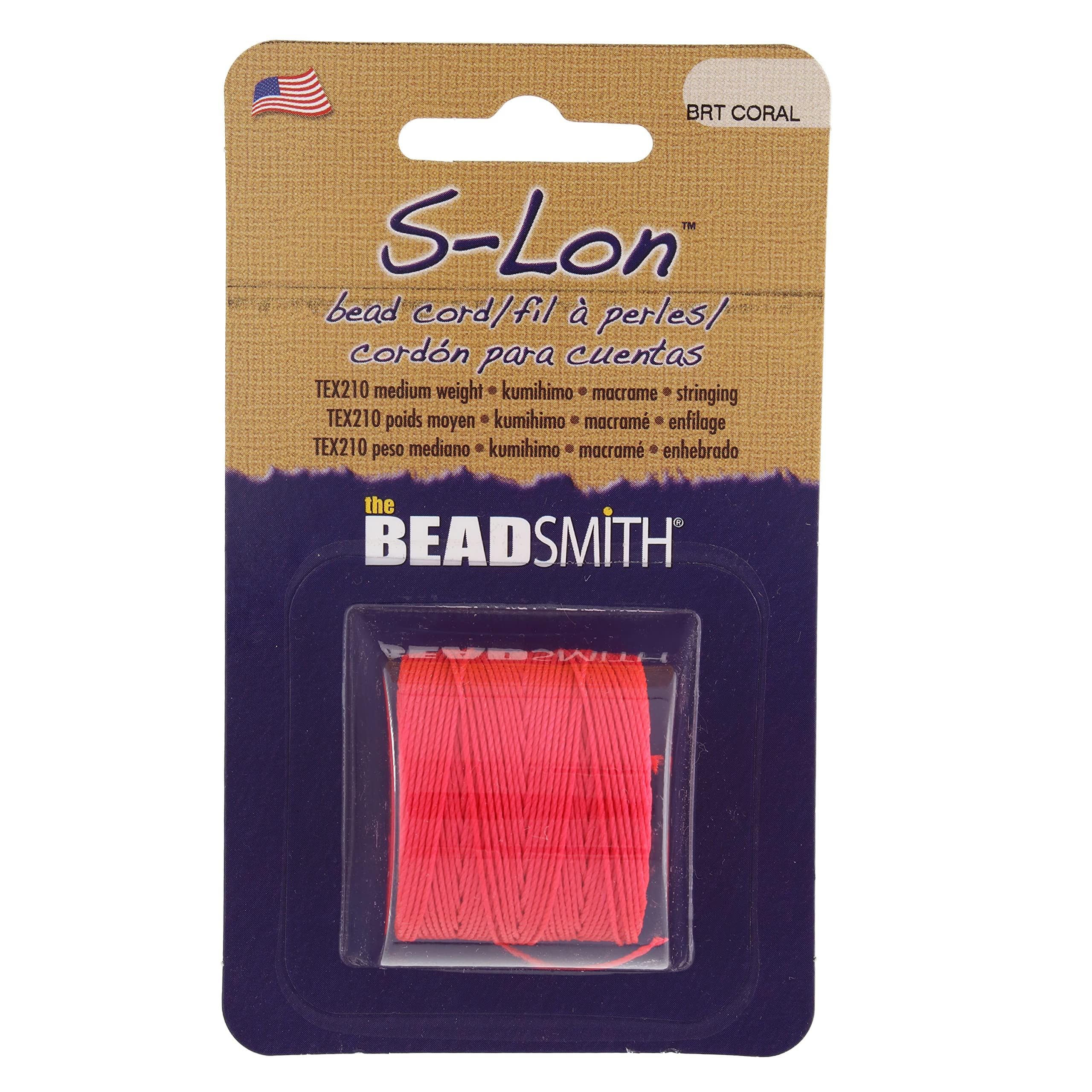 The Beadsmith S-Lon #18 sznurek – jasny koralowy kolor – karta 77 metrów – idealna do nawlekania koralików, szydełkowania i biżuterii z mikromakramy, kompatybilna z projektami Kumihimo