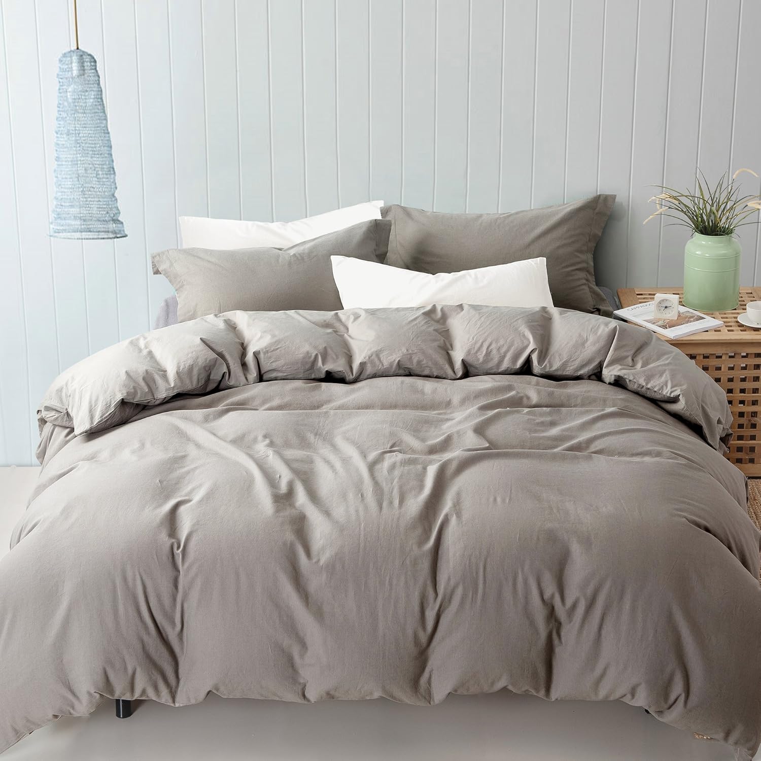Flash Deals - 80% OFF Amrapur Overseas  3-Piece Linen Rich Duvet Set (Grey, Queen)
