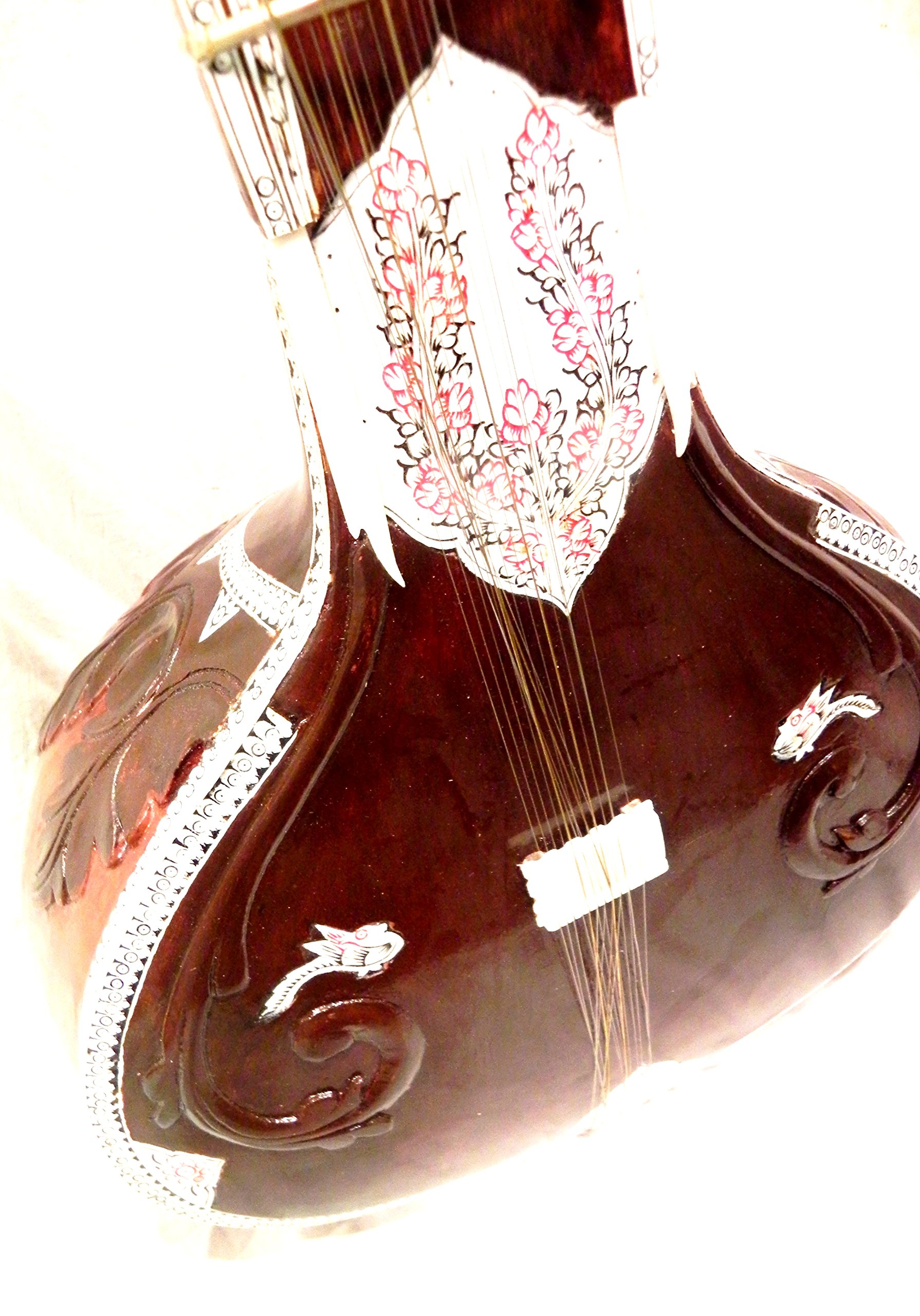 Indischer Maharaja Ravi Shankar Stil Sitar – halb dekoriert mit Faserbox